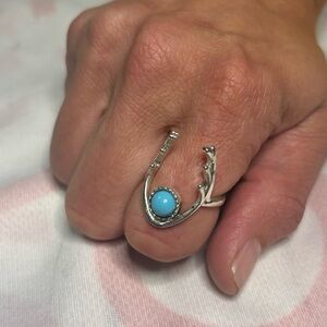 Women’s turquoise antler ring